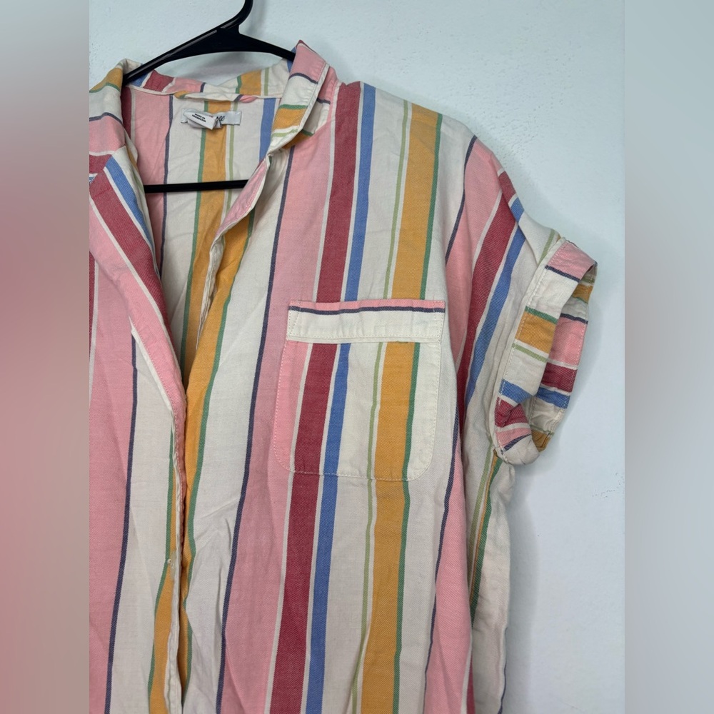 MADEWELL COLORFUL STRIPED BUTTON DOWN CASUAL BLOUSE SZ SMALL - Picture 3 of 7